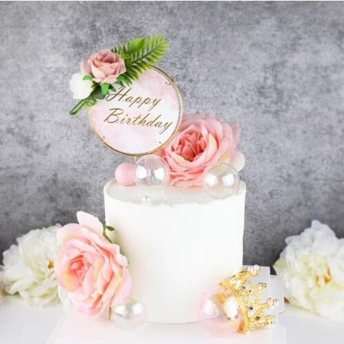 Cake Decoration Wrought Iron Rose Green Leaf Mothers Day Happy Birthday Themed Cake Decoration Card