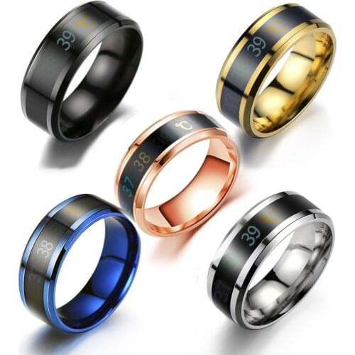 Smart Sensor Body Temperature Ring Stainless Steel Fashion Display Real-time Temperature Test Finger Ring
