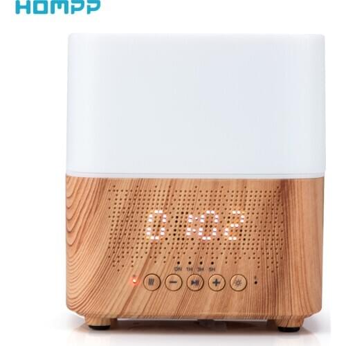 Smart Essential Oil Aroma Diffuser Wood Grain Aromatherapy Bluetooth Ultrasonic Air Humidifier LED Night Light for Home 300ml