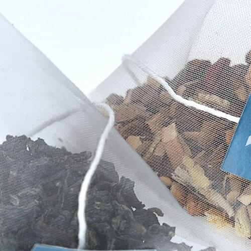 W3JA 100PCS Pyramid Tea Bag Filter Nylon Tea Bag Single String Label Transparent Empty Tea Bag