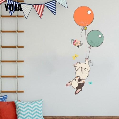 YOJA 24×55.8CM Creative Cute Balloon Bulldog Home Wall Stickers Home Room Decoration Accessories 8WS0173