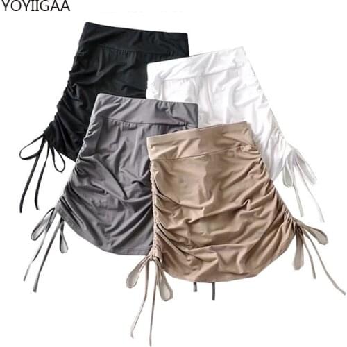 Summer Women Skirts High Waist Bandage Woman Pleated Skirt Harajuku Fashion Female Mini Skirts Elastic Waist Ladies Sexy Skirt