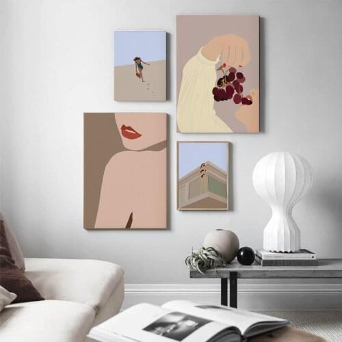 Female Abstract Fashion Boho Style Wall Art Canvas Painting Nordic Posters and Prints Wall Pictures for Living Home Decoration