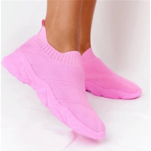 2021 Woman Vulcanize Shoes Sneakes White Casual Shoes Fashion Sneakers Ladies Slip-On Sock Shoes Summer Trainers Basket Femme