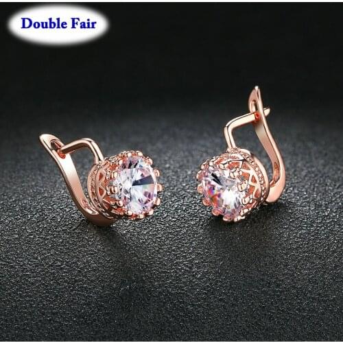 DWE610 Vintage Crown Stud Earrings For Women Rose Gold Color Fashion Brand Cubic Zirconia Jewelry Austrian Crystal