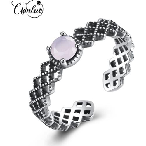 WANLUO Fashion 100% 925 Sterling Silver Open Rings For Women Rhombic Design Twisted Ring Adjustable Factory Directly Sale Bijoux