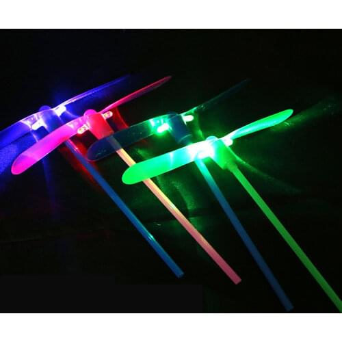 12pcs LED Bamboo Dragonfly Shooting Flying Parachute Sky UFO Outdoor Luminous Toys For Children Glow In The Dark Toys