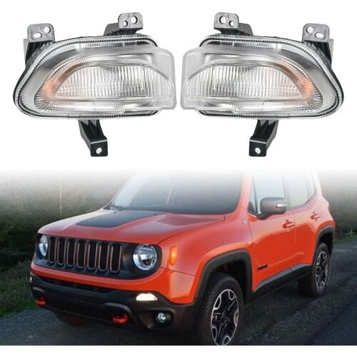 2Pcs For Jeep Renegade 2015 2016 2017 2018 Car Front Park Turn Signal Lamp Clear Cover Amber Light Left+Right