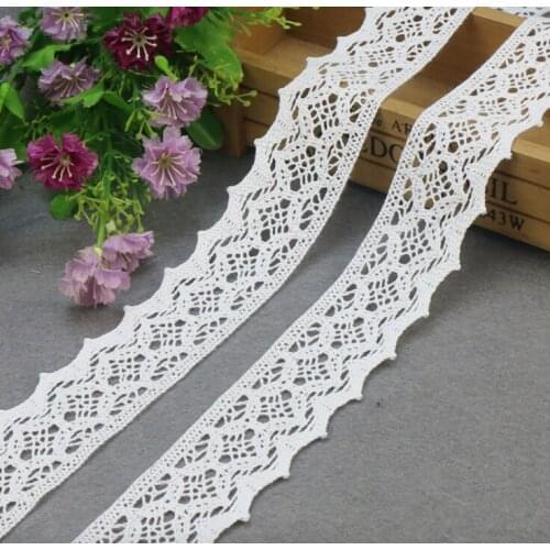 20yards garment accessory clothes hometextile bridal doll dress trim knit embroidery cotton crochet clunny lace 4.4cm DIY ribbon