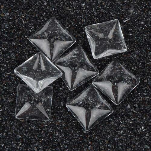 30pcs/lot 15mm Square Flat Back Clear Transparent Glass Cabochon For DIY Jewelry Accessories