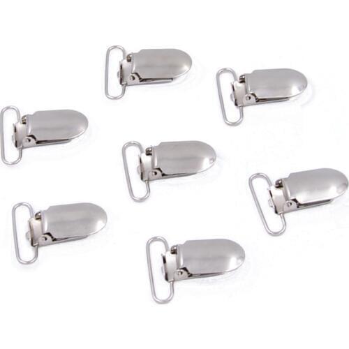 5pcs/lot Suspender Clips Rectangle Inserts Silver Tone Metal DIY Brace Accessories Hardware 20/25/30/35mm