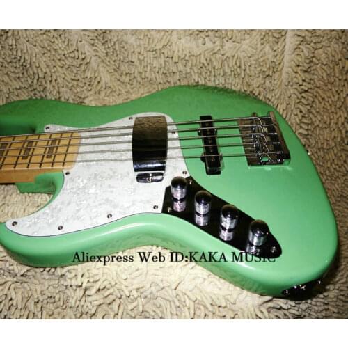 Left Handed 5 Strings Green Electric Bass Wholesale Guitars High Quality Free Shipping