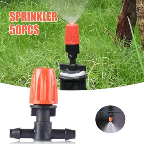 50pcs Mist Cooling Automatic Irrigation System Garden Adjustable Sprinkler Tee Irrigation Misting Gradening Tool TN88