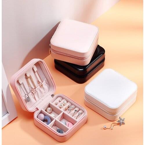 50pcs European Style Single-layer Simple Jewelry Portable Storage Box Earrings Ring PU Leather Small Mini Boxes W0182