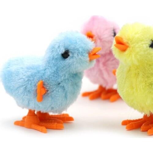 8cm/3inch Mini Soft Plush Chicken Wind-up Doll Decoration for House Plush Mini Toy Stuffed Clockwork Doll Desktop Toy G2AE