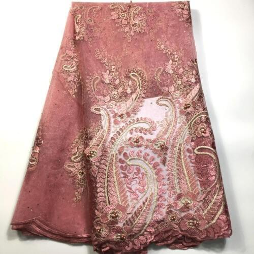 African Lace Fabric 2020 High Quality Lace Nigerian Lace Fabric With Beaded And Stones Embroidery Tulle French Lace Women M26091