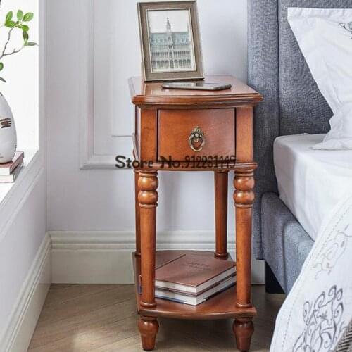 American Solid Wood Sofa Side Table Bedside Table Side Cabinet Ultra Narrow Gap Storage Cabinet Small Tea Table Bedside Table Co