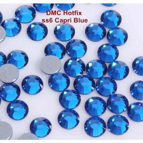Free Shipping! 1440pcs/Lot, ss6 (1.9-2.1mm) High Quality DMC Capri Blue Iron On Rhinestones / Hot fix Rhinestones