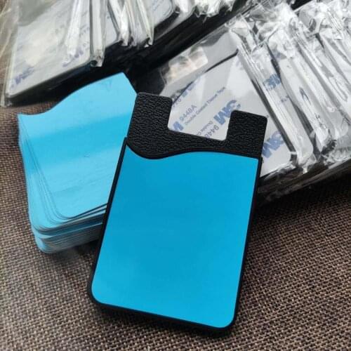 FREE SHIPPING 50pcs/lot Sublimation blank Silicone Credit Pocket Adhesive Fashion Cell Phone Holder ID Card Holder Case sticker