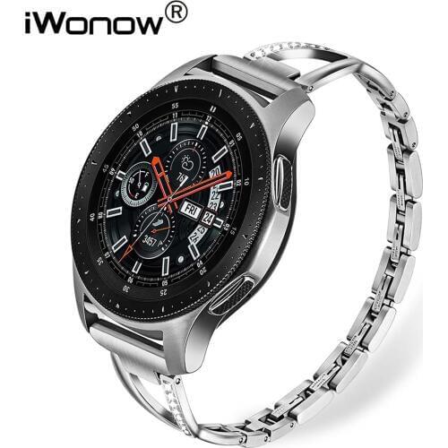 Stainless Steel + Diamond Watchband 22mm for Samsung Galaxy Watch 46mm / Gear S3 / Gear 2 Neo/Live Band Women Men Strap Bracelet