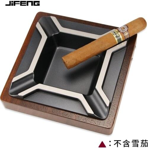 Black Wood Cigar Ashtray Genuine Home Living Room Cool Quality Cigar Cylinder 4 slot Creative Wood Material Smoke Extinguisher