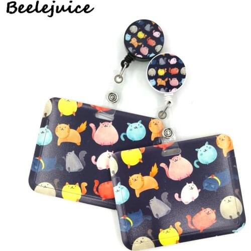 Color Cats Retractable Badge Reel Lanyard Nurse ID Business Credit Card Work Card Badge Holder Student Clips Card Cover Holder