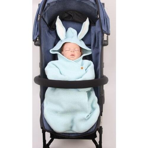 Baby Sleepwear Clothes Rabbit Ear Bathrobe for Children Knit Warm Anti-kick Hug Cart Wool Sleeping Bag