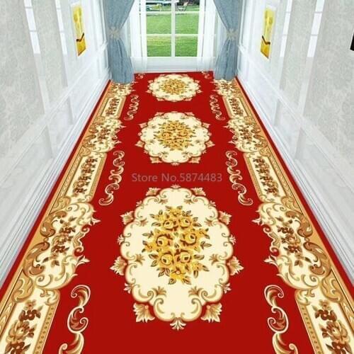 Long Hallway Rug And Carpet For Corridor Living Room Staircase Non-Slip Red Carpet Hotel Home Mall Entrance Hall Channel Doormat