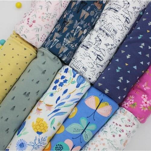 Stretchy Printed cartoon cotton knitting fabric by half meter DIY sewing uphostery baby clothing cotton fabric 50*160cm
