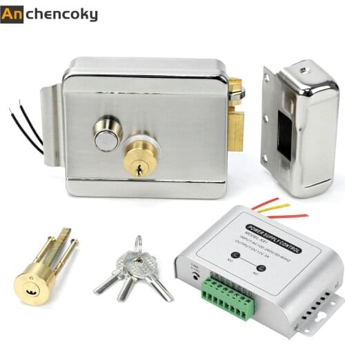 Anchencoky Electronic Lock Electric Gate Door Lock support IC card unlock with 3A power stabilizer for Video Intercom Doorbell