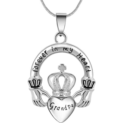 Forever in My Heart Crown Heart Ash Urn Memorial Pendant Necklace Heart Cremation Jewelry
