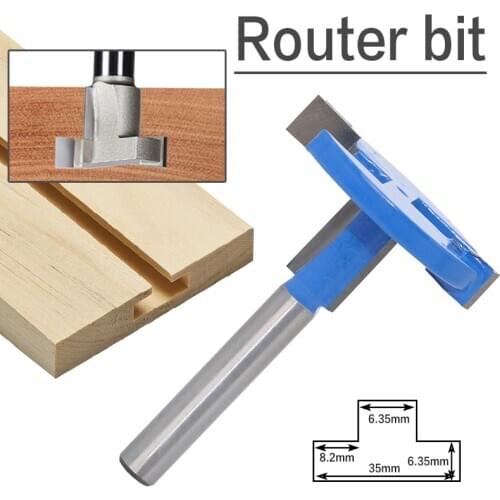 Milling Cutters Handle Slot Engraving Machine Woodworking Straight Flange T-shaped Cutter 1/4'' Shank Blade Router Bit