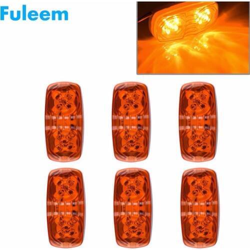 Fuleem 6PCS 4inch AMBER Trailer Marker LED Light Double Bullseye 10LED Clearance Light Lamp 12v Waterproof