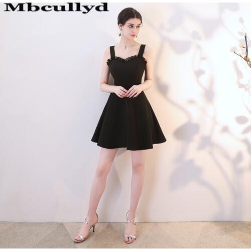 Mbcully Little Black Short Prom Dresses 2020 Sexy Backless Knee Length Formal Women Party Dress Cheap vestidos de fiesta de noch