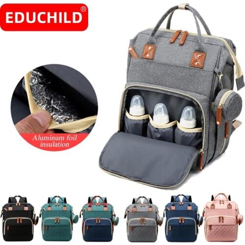 Educhild Multi-function Mummy Bag Large Capacity Waterproof Baby Mommy Diaper Bags Outdoor Travel Backpack Portable Baby Care
