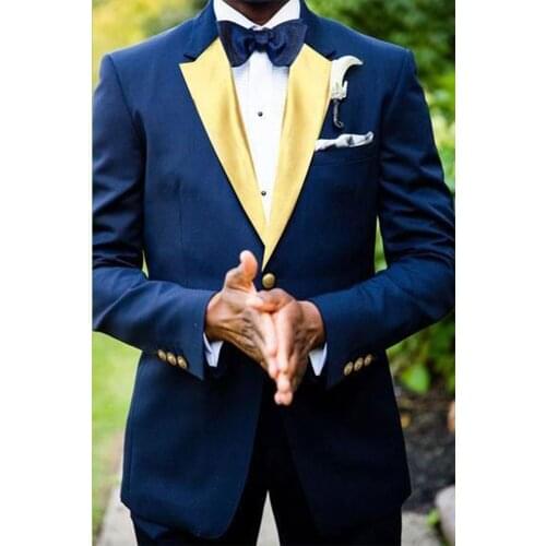 YIWUMENSA Spring/Autumn Mens Jacket Gold Peaked Laple Tailor-Made Suits Slim Fit Blazer Wedding Groom Tuxedos Prom Dinner Coat