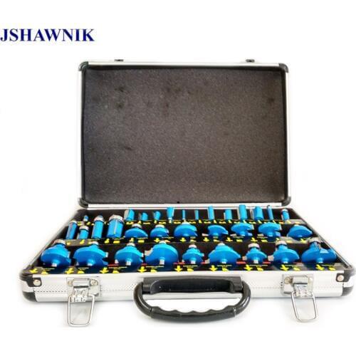 35Pcs 1/4" Shank 6.35mm Router Bit Set Carbide Professional Woodworking Cutting Tools Engraving Milling With Aluminum Suitcase