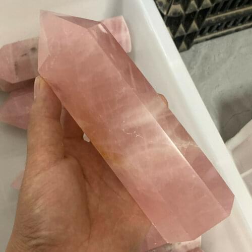 Natural pink rose quartz obelisk crystal healing 1PC
