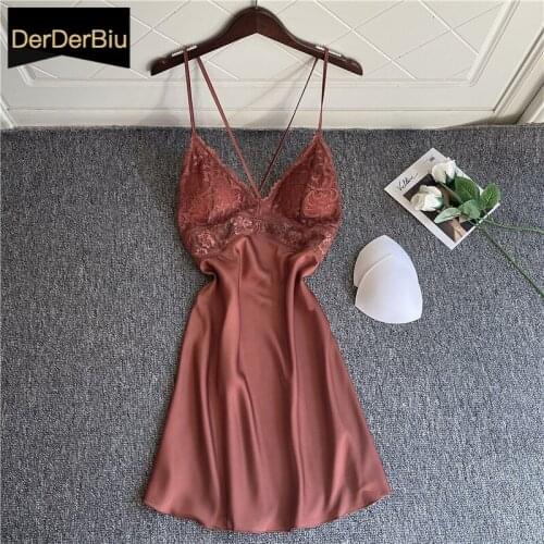 Sexy Backless Nightdress Ladies Silk Satin Sleepwear Spring Comfort Women Underwear Sweet Lingerie Mini Night Skirt Home Clothes