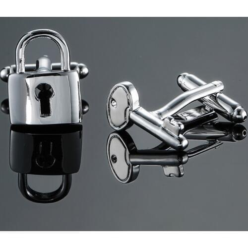 DY The new high quality brass key lock Silvery Cufflinks fashion Mens French shirt Cufflink free shipping