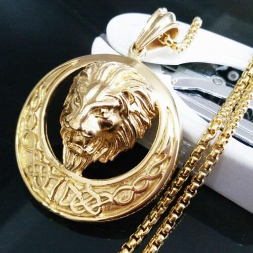 Granny Chic New Arrive Mens Jewelry Popular Sale Stainless Steel Lion Animal Pendant Box Necklace