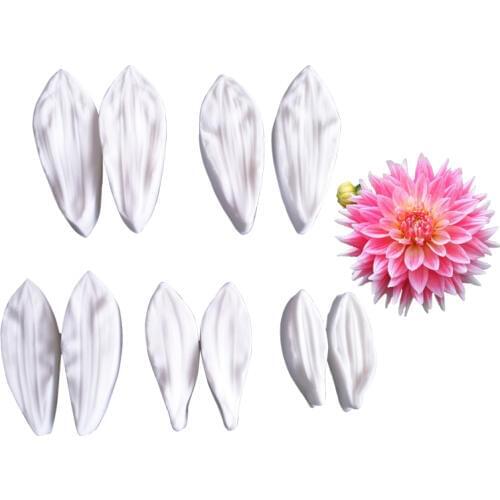NEW 10pcs/lot Dahlia Silicone Molds Press Gumpaste Fondant Cake Decorating Tools Candy Sugar Fondant Moulds M2399