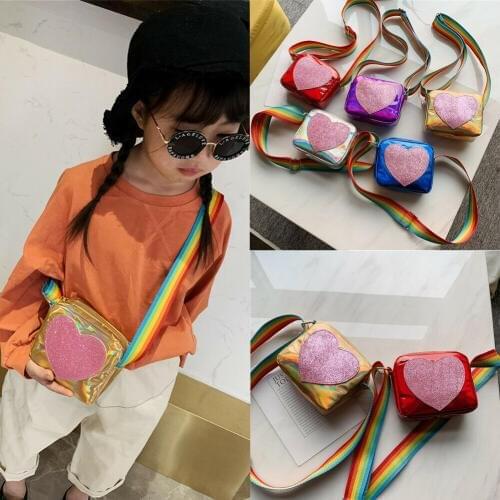 New Baby Kids Girls Toddler Fashion Shoulder Sequins❤Rainbow Messenger Handbag Bag