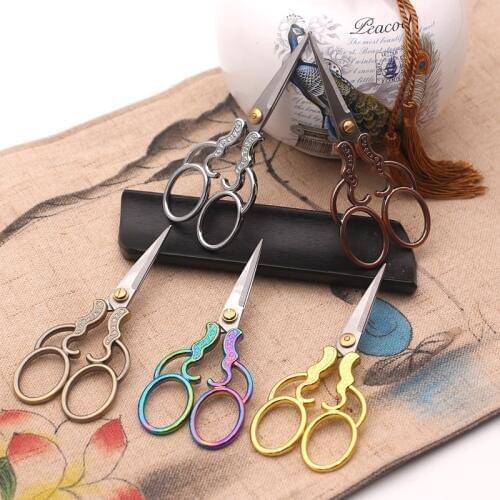 Stainless steel scissors embroidery fabric DIY cutting craft cross stitch European retro classic art sewing tailoring accessorie