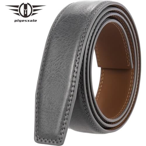 Luxury No Buckle Belt Cow Leather Belt Men Without Buckle 3.5cm Wide Holeless Gray Mens Automatic Genuine Leather Belts B293