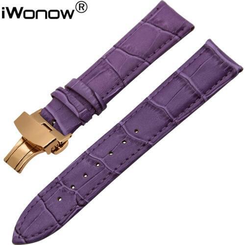 Genuine Leather Watchband Universal Men Women Watch Band Steel Butterfly Buckle Strap Wrist Belt 14/16/18/19/20/21/22/23/24/26mm