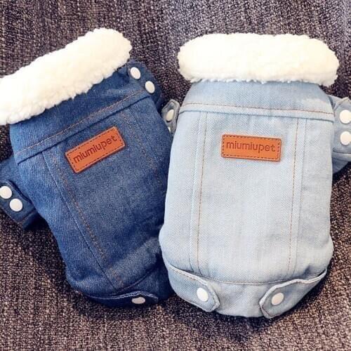 Luxury Winter Dog Jacket Puppy Dog Clothes Pet Outfits Dog Denim Coat Jeans Costume Chihuahua Poodle Bichon Pet Clothing 35S1