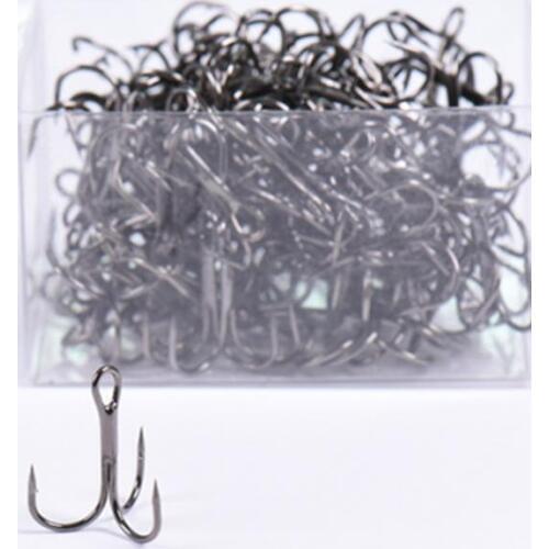 100pcs/lot Fish Hooks High Carbon Steel Treble Hooks Fishing Tackle 10# 12# Optional