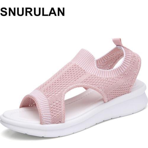 SNURULAN women summer fashion 2019 pink sandals wedge shoes for women platform Sandalias female comfortable platform sandal shoe