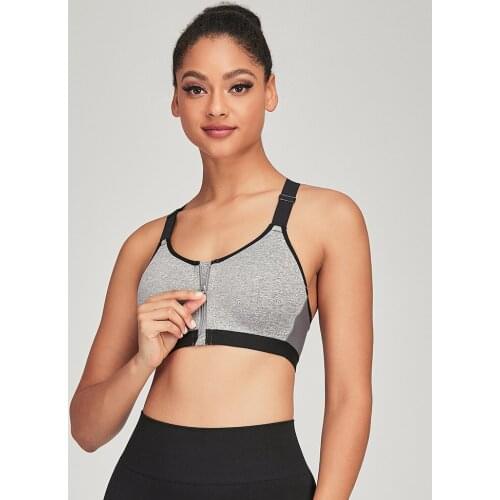 Front Zipper One Large Size High Strength Sports Underwear Cross Back Shock Absorption Shape Gathering Fitness Yoga Sports Bra